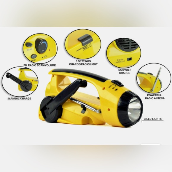 Hercules Other - Hercules Dynamo FM/AM Crank Powered Radio with LED Flashlight